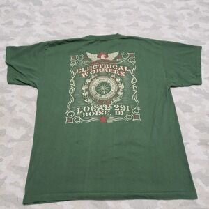 Union Made Shirt Mens 2XL Green Pockets Short Sleeve Electrical Workers